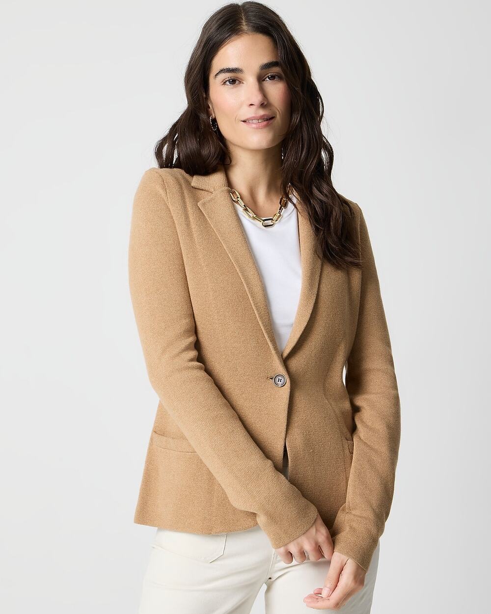 J.Crew Factory Schoolboy Sweater Blazer Camel Size Petite M Capsule Wardrobe